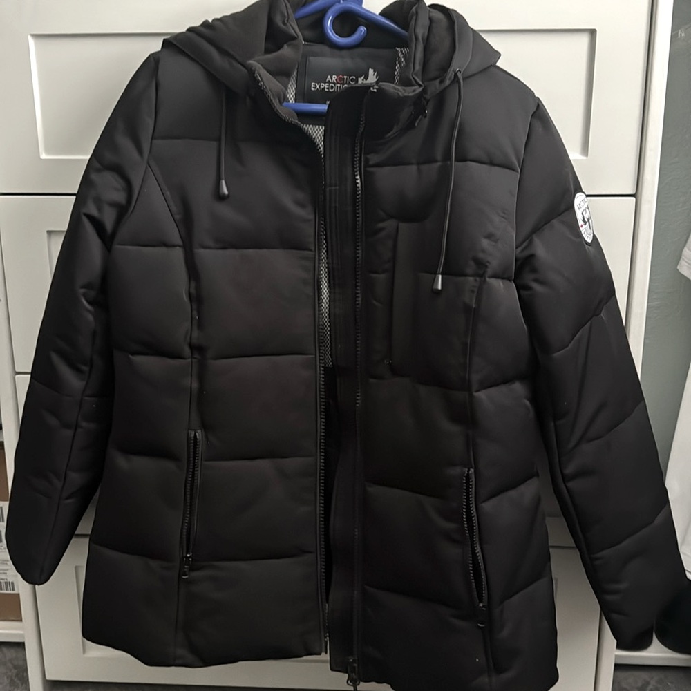 Arctic Expedition High Performance HYBRADOWN Women’s Coat, Color: Black Size S/P